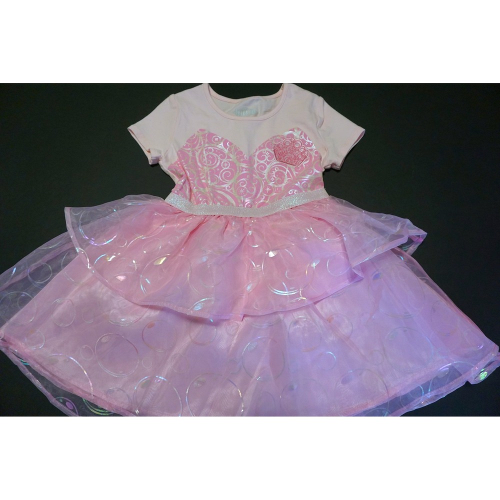 Wicked Movie Glinda Pink Bubble Tutu Dress Kids XS 4/5 Iridescent Sparkle